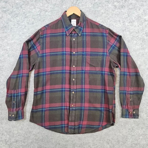 Brooks‎ Brothers Men's Multicolor Plaid Flannel Regent Shirt Size L Preppy Fall - Picture 1 of 9